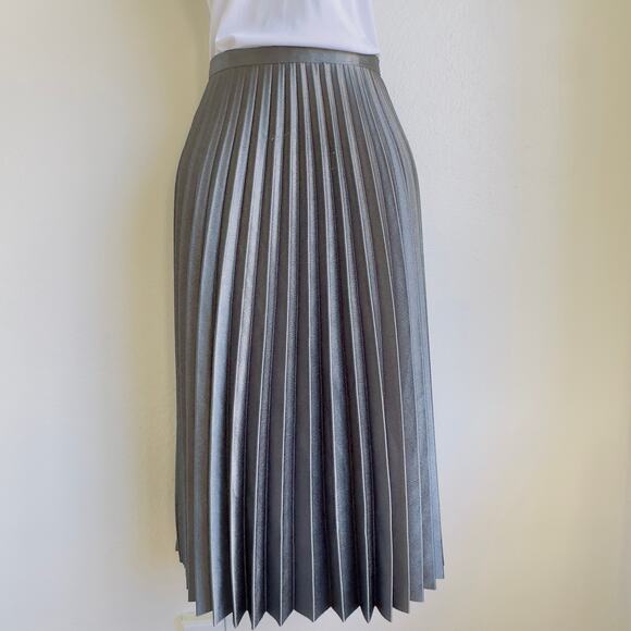 Banana Republic Dresses & Skirts - Banana Republic Pleated Skirt Academiacore Metallic Gray Eclectic Prep Midi 6
